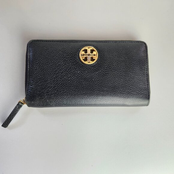 Tory Burch Black Leather 3/4 Zippered Wallet - Picture 1 of 8